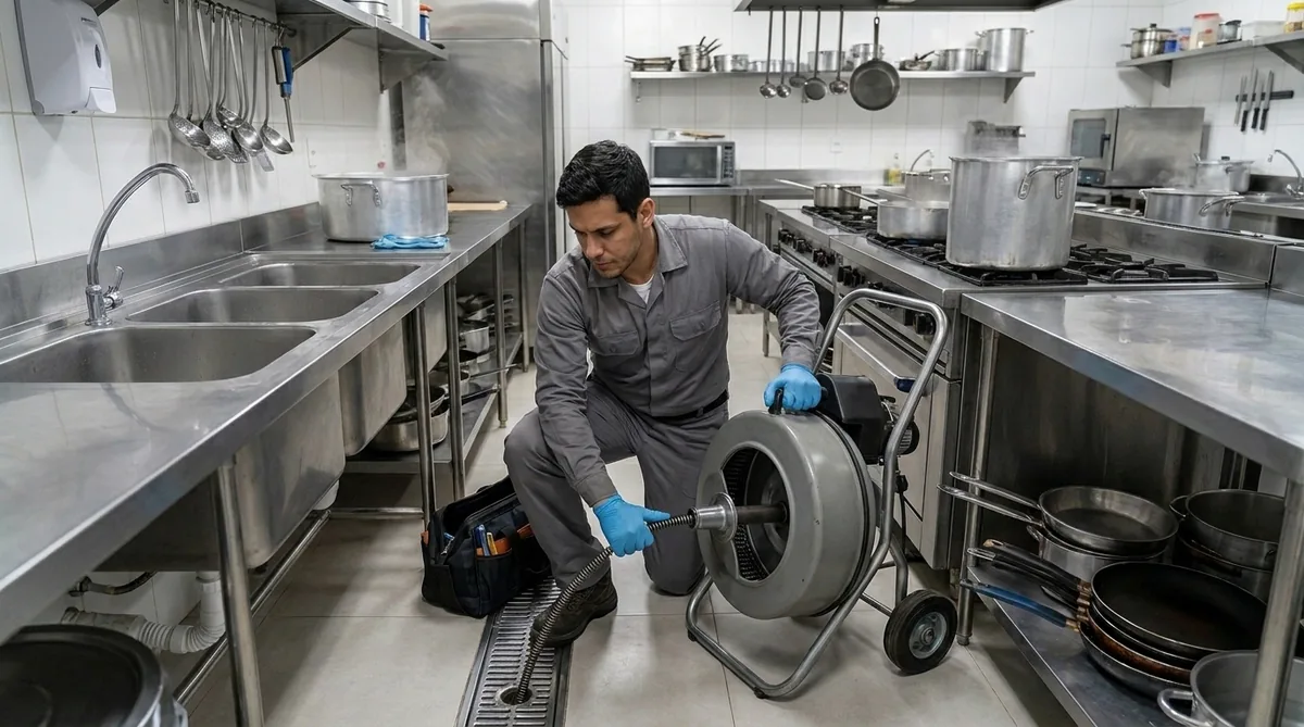 Desentupimento em cozinha comercial